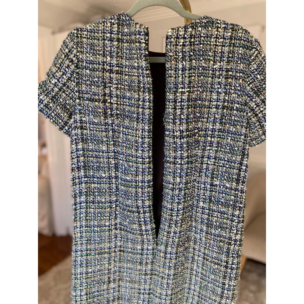 Ann Taylor Petite Tweed Mini Dress Quiet Luxury Old Money Parisian Scandi Preppy